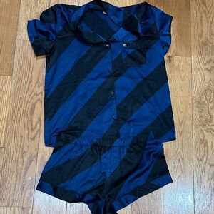 Victoria's Secret Navy and Black Striped Pajama Set